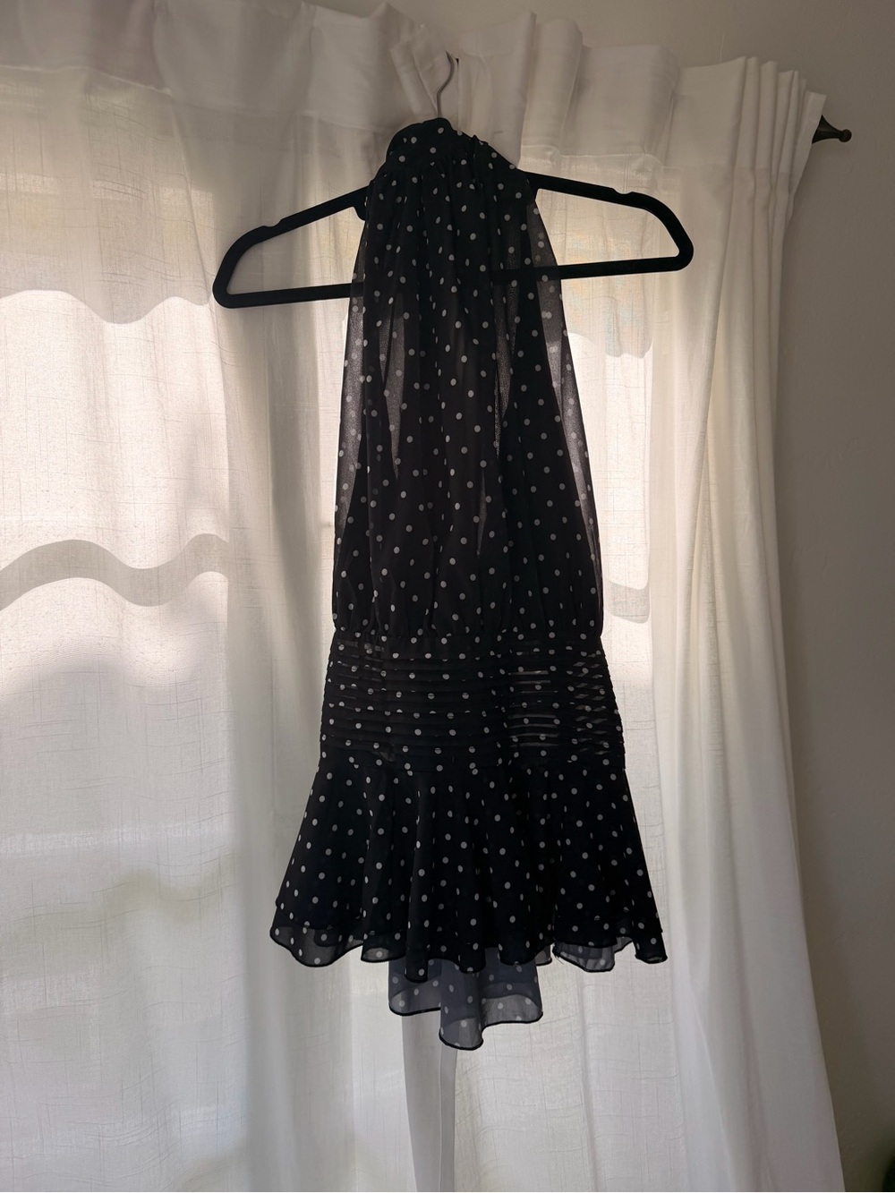 Peppermayo Black and White Polka Halter Mini Dress NWT